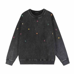 Chrome Hearts Washed Black Multicolor Cross Long Sleeve