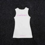 Chrome Hearts Pink Logo White Ribbed Tank Top