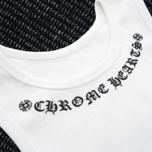Chrome Hearts Black Logo White Ribbed Tank Top