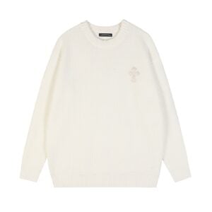 Chrome Hearts Cross Patch White Knit Sweater