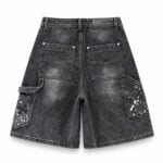 Chrome Hearts Black Splatter Cross Denim Shorts