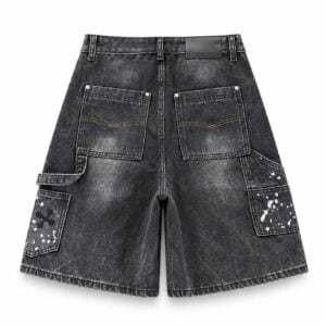 Chrome Hearts Black Splatter Cross Denim Shorts