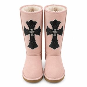 Chrome Hearts Pink Black Cross Winter Boots