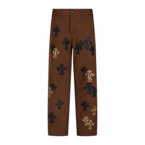 Chrome Hearts Brown Leopard Cross Patch Jeans