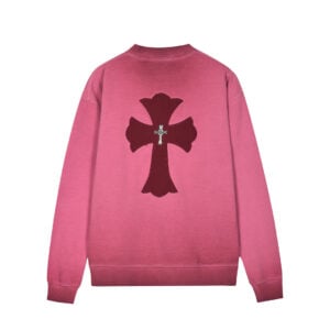 Chrome Hearts Pink Burgundy Cross Long Sleeve Shirt