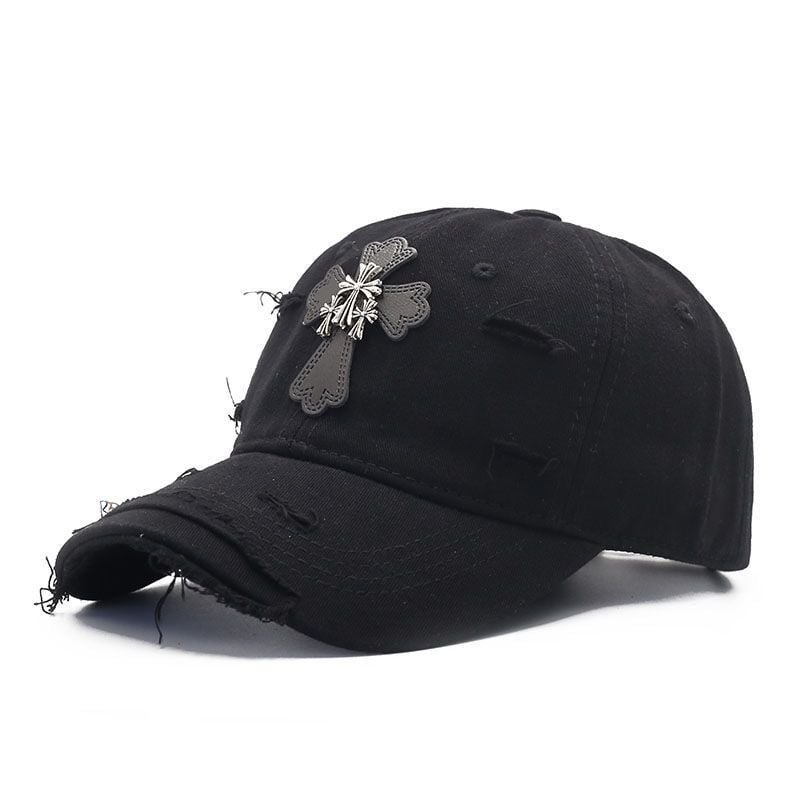 Chrome Hearts Black Cross Distressed Baseball Cap Chrome Hearts Black Cross Distressed Baseball Cap
