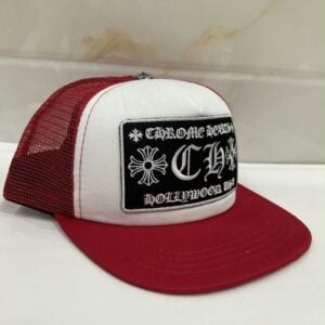 Chrome Hearts Red White Hollywood Trucker Hat