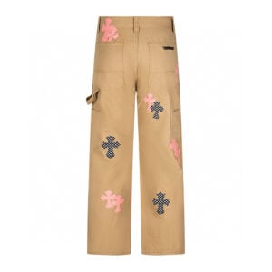 Chrome Hearts Khaki Pink Cross Patch Carpenter Pants
