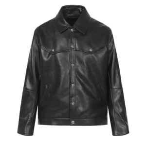 Chrome Hearts Black Leather Cross Western Jacket