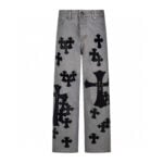 Chrome Hearts Grey Cross Patch Jeans