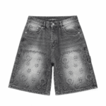 Chrome Hearts Cross Patch Washed Black Denim Shorts