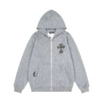 Chrome Hearts Studded Triple Cross Zip-Up Hoodie