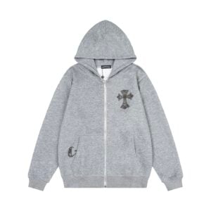 Chrome Hearts Studded Triple Cross Zip-Up Hoodie