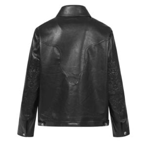 Chrome Hearts Black Leather Cross Western Jacket