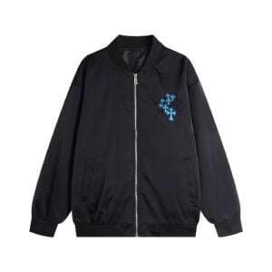 Chrome Hearts Black Blue Cross Bomber Jacket