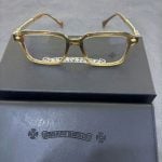 Chrome Hearts Brown Gold Cross Temple Glasses