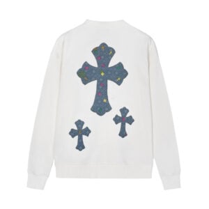 Chrome Hearts White Multicolor Denim Cross Long Sleeve