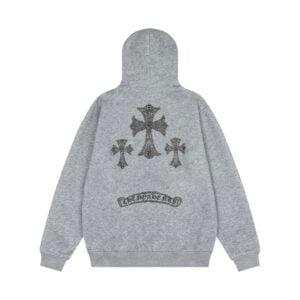 Chrome Hearts Studded Triple Cross Zip-Up Hoodie