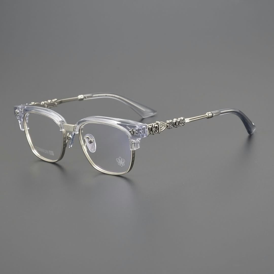 f9eaba5f-5f10-4c6e-932b-dd70e974cd6b Chrome Hearts Clear Silver Temple Optical Glasses