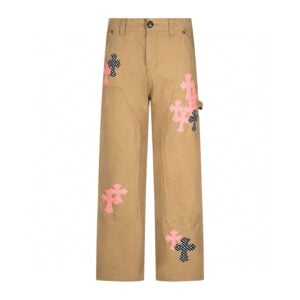 Chrome Hearts Khaki Pink Cross Patch Carpenter Pants