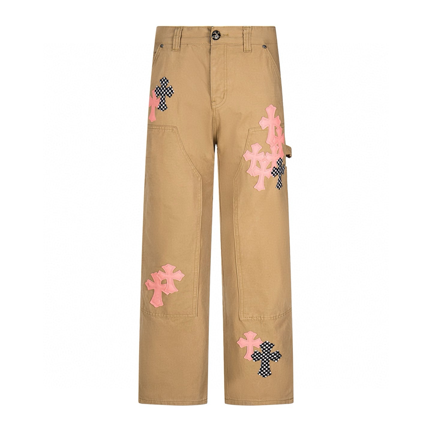 fdb9c1cc Chrome Hearts Khaki Pink Cross Patch Carpenter Pants