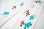 Chrome Hearts White Aqua Leopard Cross Patch Jeans