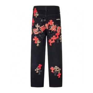 Chrome Hearts Black Leopard Cross Patch Jeans