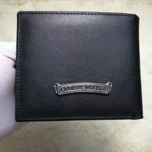 Chrome Hearts Black Leather Logo Plaque Bifold Wallet