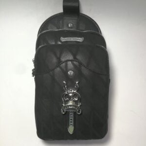 Chrome Hearts Black Leather Dagger Sling Bag