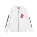 Chrome Hearts White Rolling Stones Zip Up Hoodie