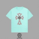 Chrome Hearts Mint Green Red Outline Cross T-Shirt