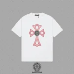 Chrome Hearts White Red Outline Cross T-Shirt