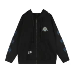 Chrome Hearts Black Blue Floral Cross Zip Up Hoodie