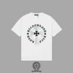 Chrome Hearts White Gothic Black Cross Circle Shirt