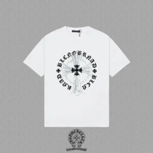 Chrome Hearts White Gothic Black Cross Circle Shirt