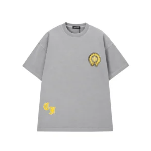 Chrome Hearts Grey Yellow Cross Graphic T-Shirt