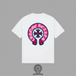 Chrome Hearts White Pink Horseshoe Cross Graphic T-Shirt