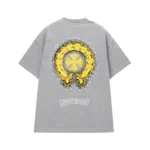 Chrome Hearts Grey Yellow Cross Graphic T-Shirt