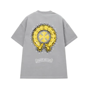 Chrome Hearts Grey Yellow Cross Graphic T-Shirt