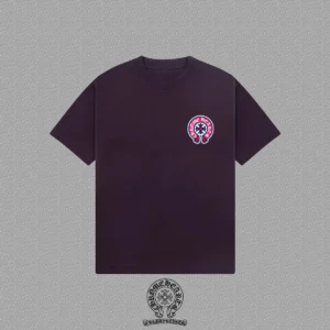 Chrome Hearts Dark Purple Pink Horseshoe Graphic T-Shirt