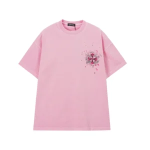 Chrome Hearts Pink Cross Graphic T-Shirt