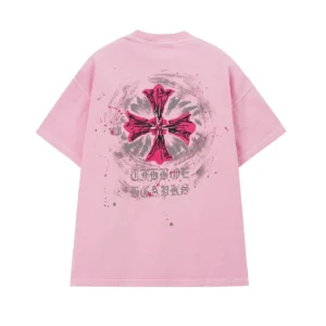 Chrome Hearts Pink Cross Graphic T-Shirt