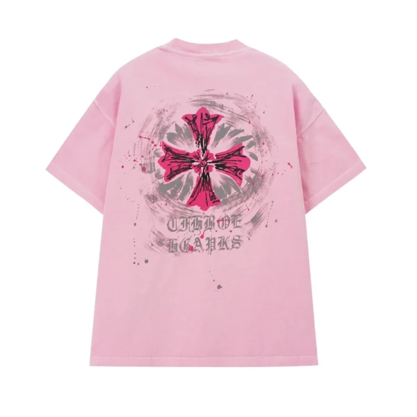 Chrome Hearts Pink Cross Graphic T-Shirt