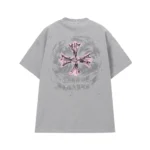 Chrome Hearts Grey Pink Cross Graphic T-Shirt