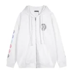 Chrome Hearts White Multi Color Horseshoe Zip Up Hoodie