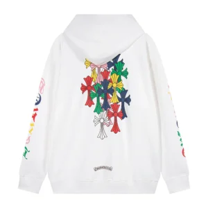 Chrome Hearts White Multi Color Cross Hoodie