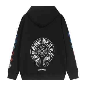 Chrome Hearts Black Multi Color Horseshoe Zip Up Hoodie