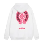 Chrome Hearts White Pink Horseshoe Logo Hoodie