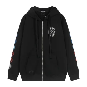Chrome Hearts Black Multi Color Horseshoe Zip Up Hoodie