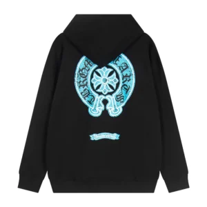 Chrome Hearts Black Blue Horseshoe Logo Hoodie